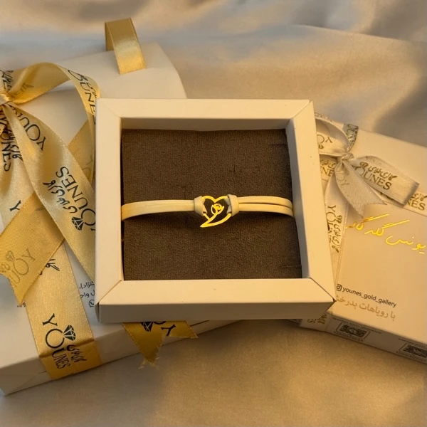 دستبند طلا چرم دولاین رز وقلب